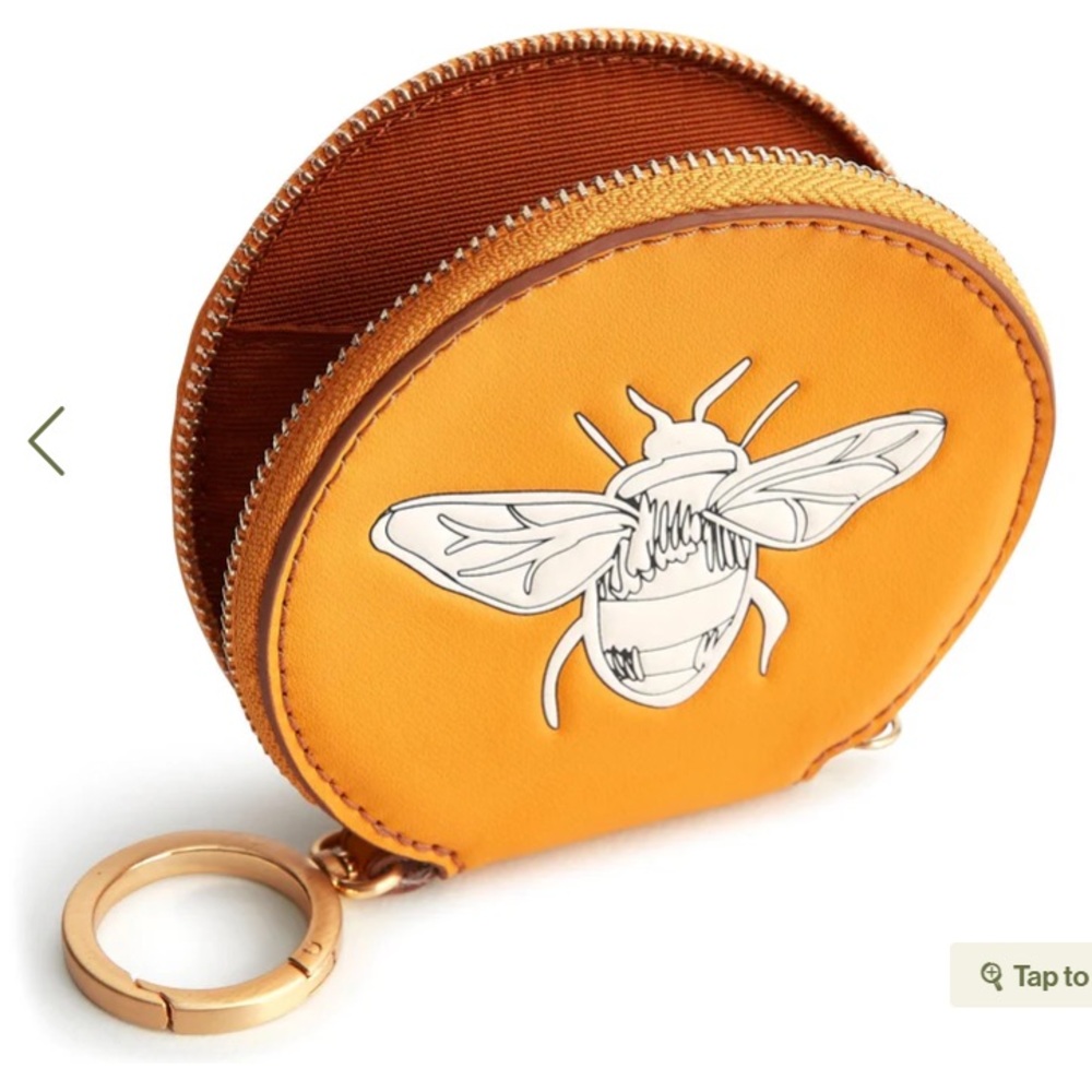NEW Vera Bradley Round Yellow Coin Purse with Bee Design - Picture 2 of 4